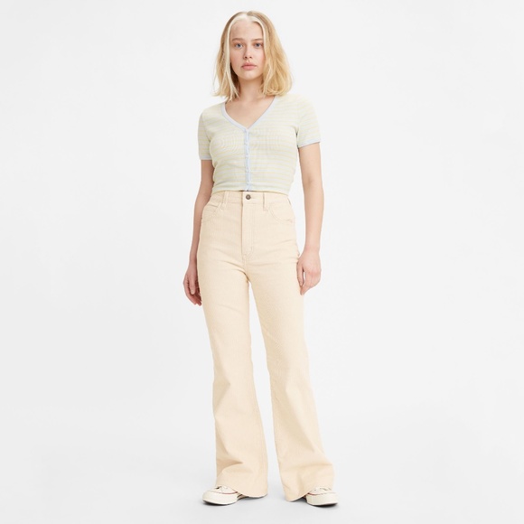 Levi's Size 32 Bandshell Smooth Corduroy 70's High Flare Jeans - Picture 10 of 10